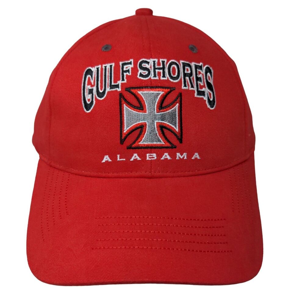 Gulf Shores Alabama Strapback Hat Red OSFA Embroidered Bio-Domes W/Tags
